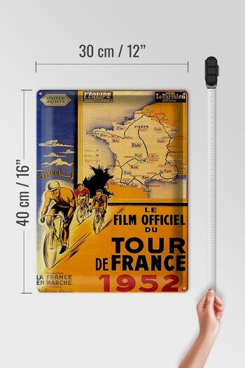 Plaque en tôle disant 30x40cm le film vélo Tour France 1952 4