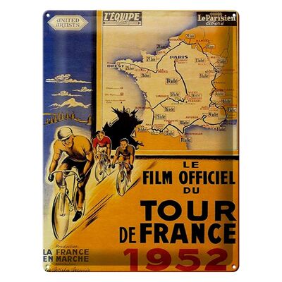 Targa in metallo con scritta 30x40 cm le film bicicletta Tour France 1952
