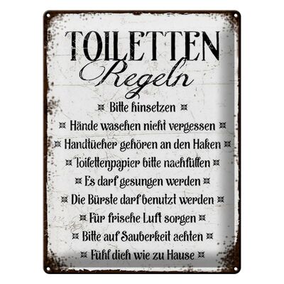 Blechschild Spruch 30x40cm Toiletten Regel bitte hinsetzen