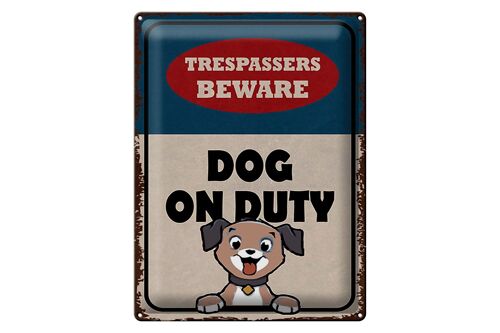 Blechschild Spruch 30x40cm trespassers beware DOG on duty