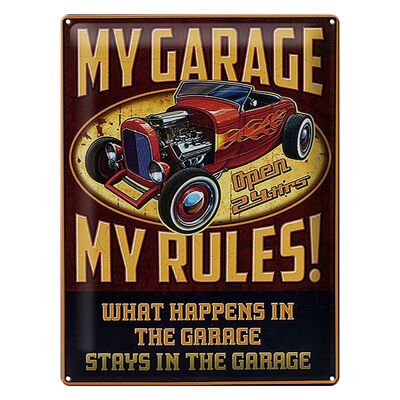 Panneau en étain indiquant 30x40cm mon garage ouvert 24h/24 mes règles