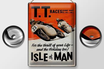 Panneau en étain indiquant 30x40cm Motorcycle TT Races Isle of Man 2