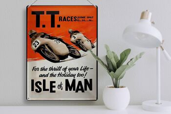 Panneau en étain indiquant 30x40cm Motorcycle TT Races Isle of Man 3