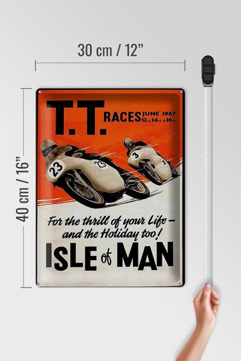 Panneau en étain indiquant 30x40cm Motorcycle TT Races Isle of Man 4