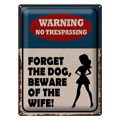 Blechschild Spruch 30x40cm warning no trespassing Dog Wife