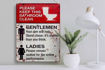 Panneau en étain disant 30x40cm toilettes messieurs dames WC 3