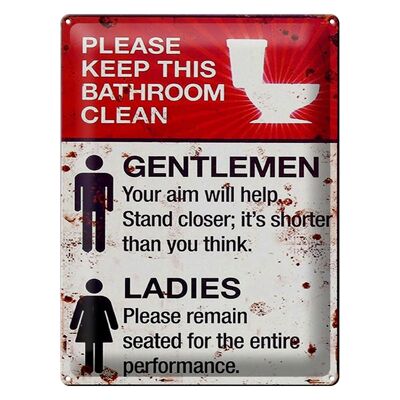 Letrero de chapa que dice 30x40cm WC para caballeros y damas