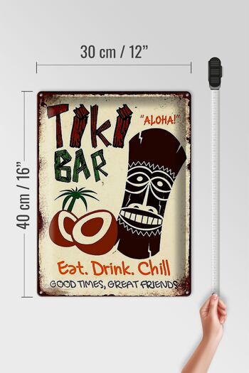 Panneau en étain disant 30x40cm TIKI Bar Aloha eat drink chill 4