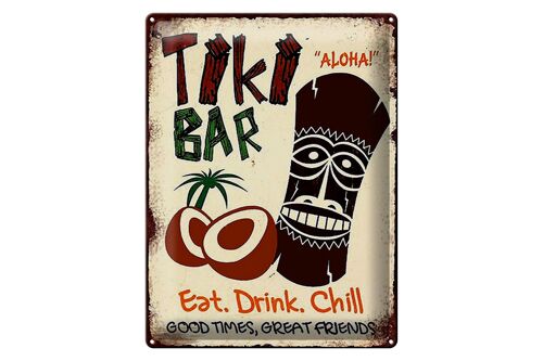 Blechschild Spruch 30x40cm TIKI Bar Aloha eat drink chill