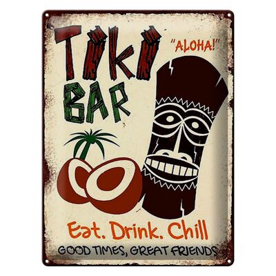 Targa in latta con scritta 30x40 cm TIKI Bar Aloha eat drink chill