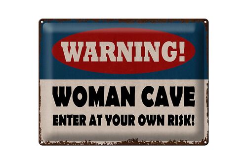 Blechschild Spruch 40x30cm warning women cave your own risk