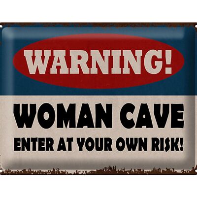 Blechschild Spruch 40x30cm warning women cave your own risk