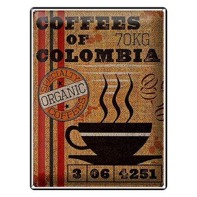 Cartel de chapa café 30x40cm cafés colombia café orgánico