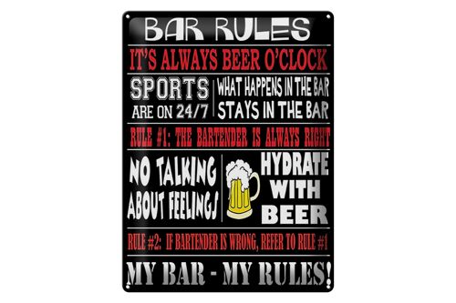 Blechschild Spruch 30x40cm Bar rules Bier my bar my rules