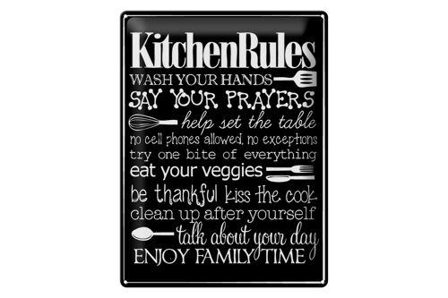 Blechschild Spruch 30x40cm Kitchen Rules wash your hands