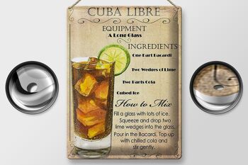 Plaque en tôle 30x40cm Cuba Libre Équipement ingrédient 2