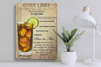 Plaque en tôle 30x40cm Cuba Libre Équipement ingrédient 3