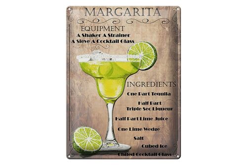 Blechschild 30x40cm Margarita Equipment ingredients beige Schild