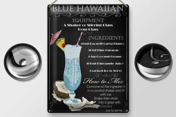 Plaque en tôle 30x40cm ingrédients hawaïens bleus 2