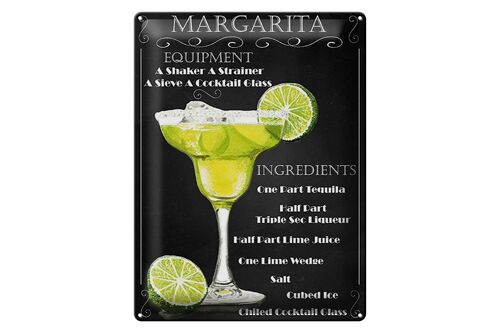 Blechschild 30x40cm Margarita Equipment ingredients