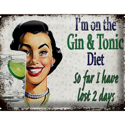 Blechschild Spruch 40x30cm I´m on the Gin & Tonic Diet