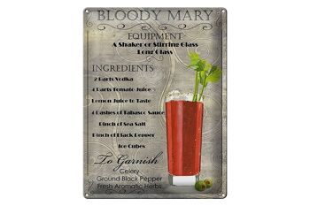 Plaque en tôle 30x40cm ingrédient cocktail bloody mary 1