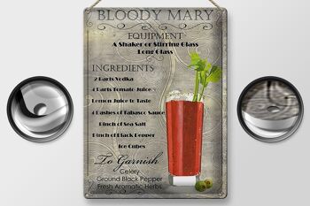 Plaque en tôle 30x40cm ingrédient cocktail bloody mary 2