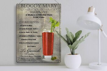 Plaque en tôle 30x40cm ingrédient cocktail bloody mary 3
