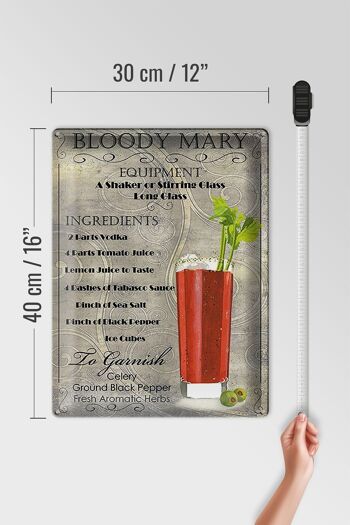 Plaque en tôle 30x40cm ingrédient cocktail bloody mary 4