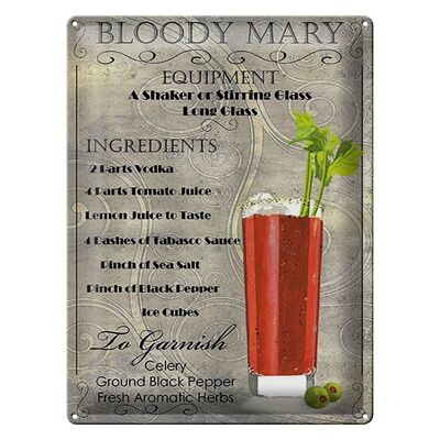 Plaque en tôle 30x40cm ingrédient cocktail bloody mary