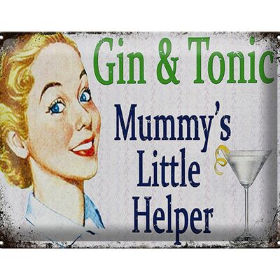 Cartel de chapa que dice Gin Tonic 40x30cm El pequeño ayudante de mamá