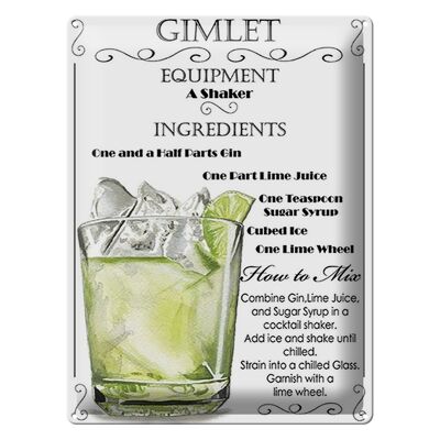 Blechschild 30x40cm Gimlet Equipment ingredients