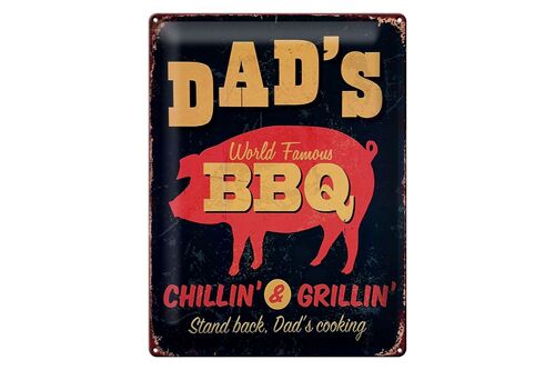 Blechschild Spruch 30x40cm Dad´s world famous BBQ grillin