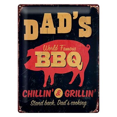 Metal sign saying 30x40cm Dad's world famous BBQ grillin