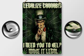 Panneau en étain disant 30x40cm légalisez le cannabis, besoin de votre aide 2