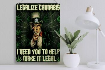 Panneau en étain disant 30x40cm légalisez le cannabis, besoin de votre aide 3