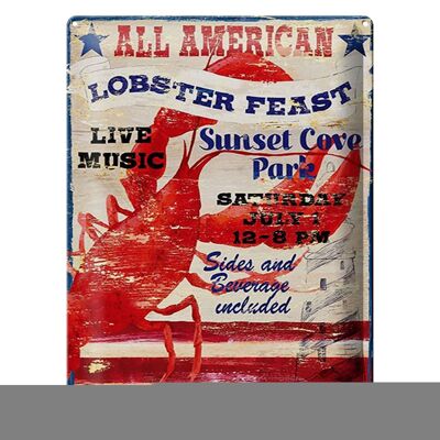 Targa in latta 30x40 cm con scritta "All American Lobster Feast Music".