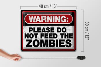 Panneau en étain disant 40x30cm avertissement s'il vous plaît, ne faites pas de zombies 4