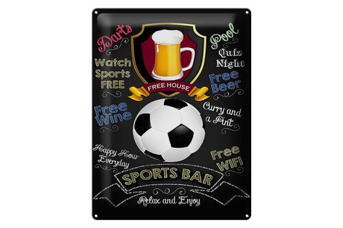 Blechschild Spruch 30x40cm sports bar free wine darts pool