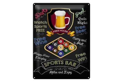 Blechschild Spruch 30x40cm sports bar Beer relax and enjoy Billard