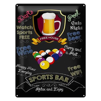 Targa in metallo con scritta "Sport Bar" 30x40 cm Birra Birra Rilassati Divertiti