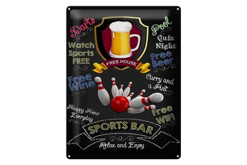 Blechschild Spruch 30x40cm sports bar Beer relax and enjoy Bowling