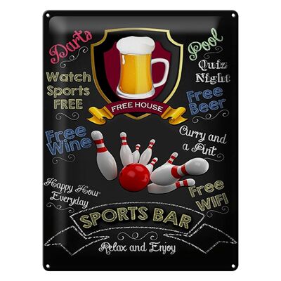 Targa in metallo con scritta "Bar dello sport" 30x40 cm Birra rilassati e divertiti con il bowling