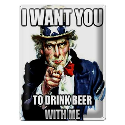 Blechschild Spruch 30x40cm i want you to drink beer with me