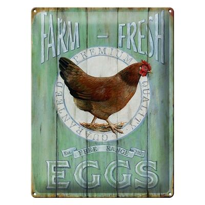 Blechschild Spruch 30x40cm Huhn Farm fresh Eggs free range