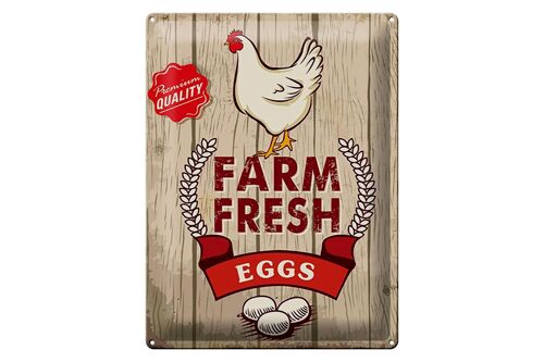 Blechschild Spruch 30x40cm Huhn farm fresh eggs premium