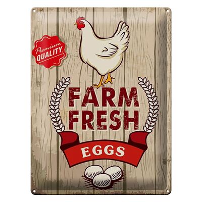 Letrero de chapa que dice 30x40 cm, granja de pollos, huevos frescos, premium.