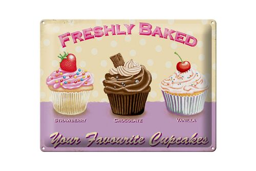 Blechschild Spruch 40x30cm baked your favourite cupcakes