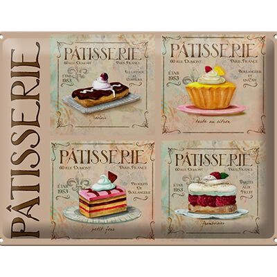 Cartel de chapa que dice 40x30cm Patisserie Cake Type Bakery