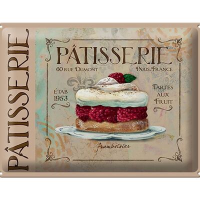 Targa in metallo con scritta "Patisserie Paris Tartes Cake" 40x30 cm